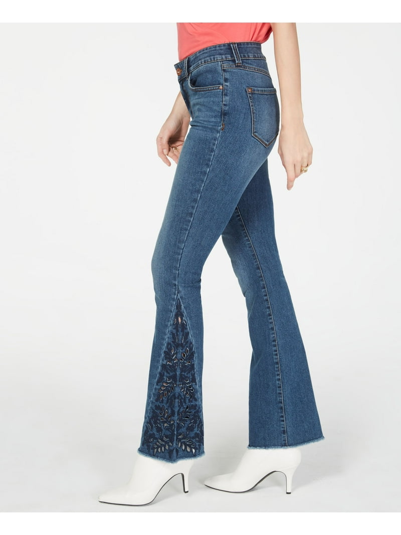 INC International Petite Embroidered Boot-Cut Jeans