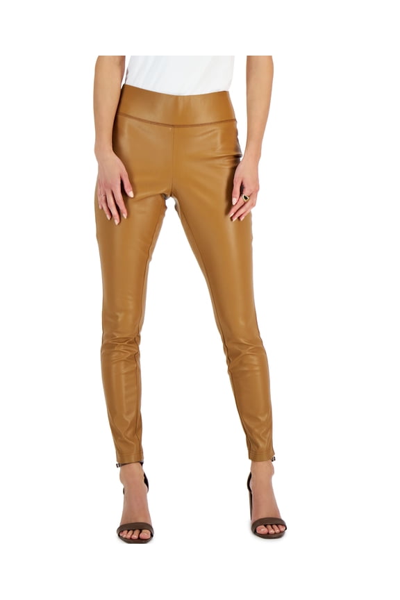 Petite Faux Leather Skinny Pants Salty Nut 6P