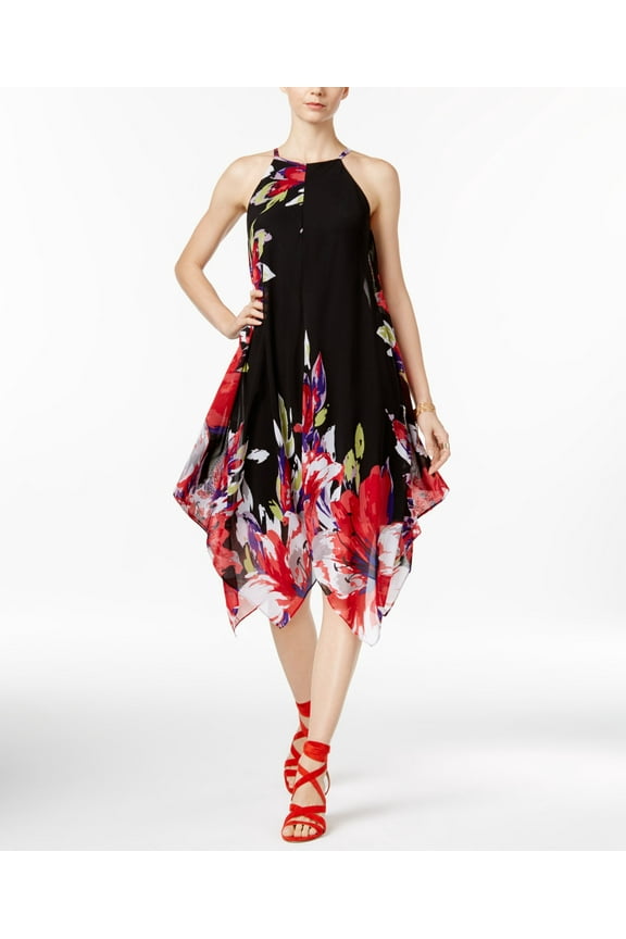 Petite Floral Print Handkerchief Hem Dress Floral 0P