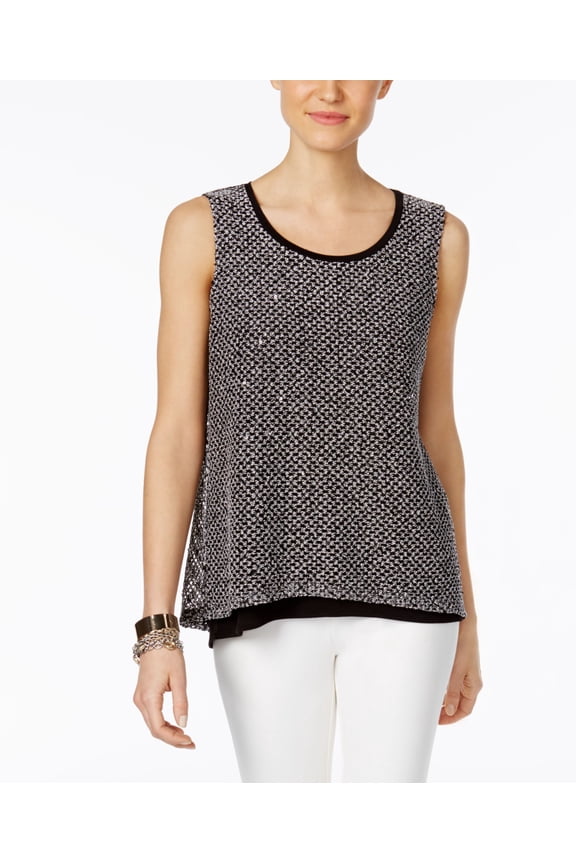 Petite Layered Look Split Back Top Deep Black PM