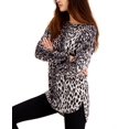 thumbnail image 1 of INC International Concepts Petite Leopard Print Shirttail Hem Tunic Sweater Grey Leopard PXS, 1 of 1