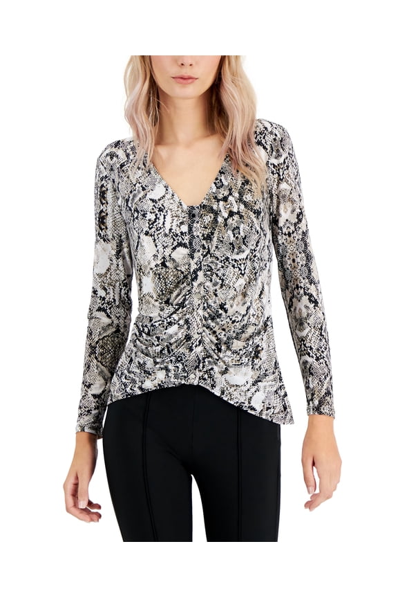 Petite Print Ruched Top Desert Snake PL