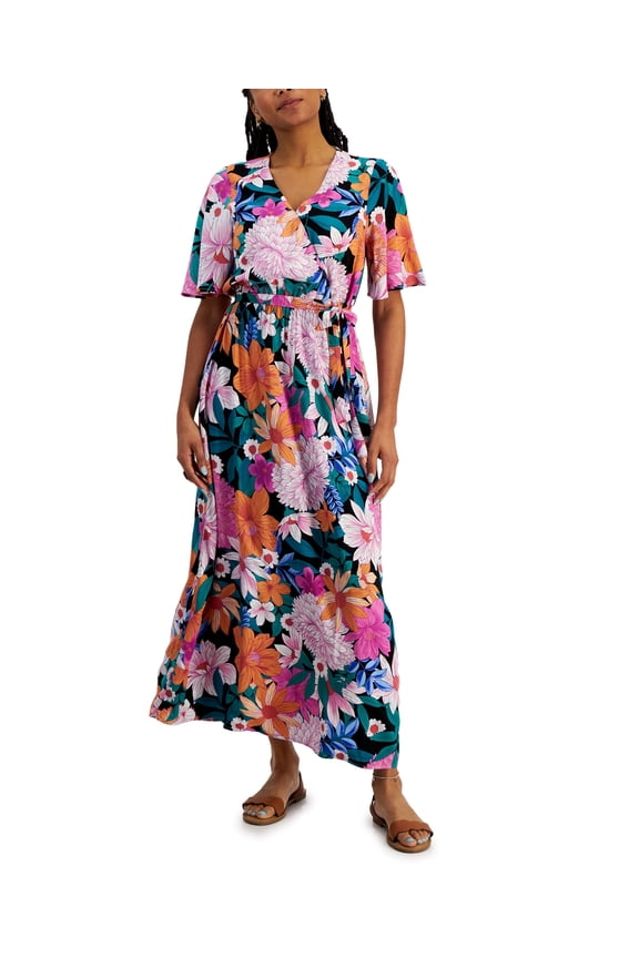Petite Printed Surplice Maxi Dress Dre Floral PXS