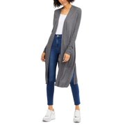 INC International Concepts Petite Ribbed Slit Hem Duster Cardigan Sweater Medium Heather Grey PS