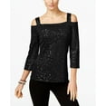 thumbnail image 1 of INC International Concepts Petite Sequined Cold Shoulder Top Deep Black PXS, 1 of 1