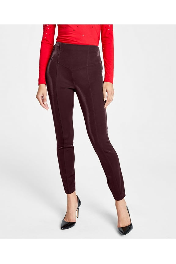 Petite Shiny Pull On Ponte Pants Port PXS