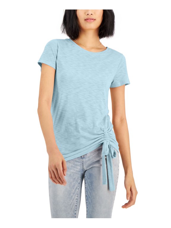 Petite Side Ruched T-Shirt Blue Sky PL