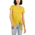 thumbnail image 1 of INC International Concepts Petite Side Ruched T-Shirt Maize Yellow PS, 1 of 2