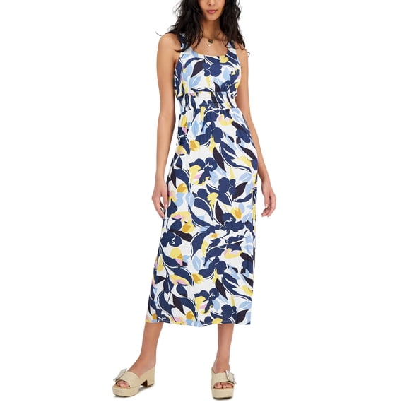 INC International Concepts Petite Smocked Floral Maxi Dress Topson Floral PS