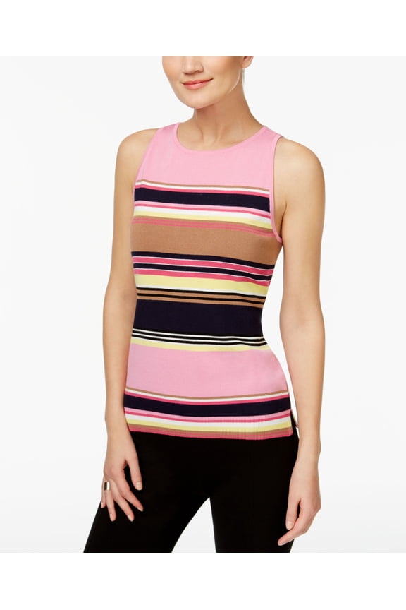 Petite Striped Halter Sweater New Pale Blush PM