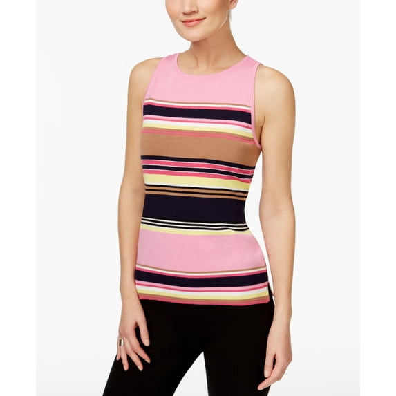 INC International Concepts Petite Striped Halter Sweater New Pale Blush PM