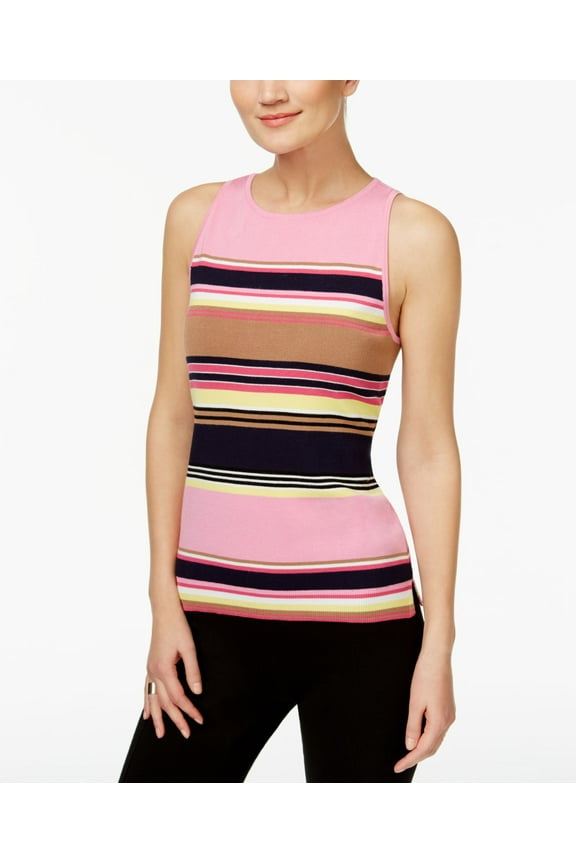 Petite Striped Halter Sweater New Pale Blush PS