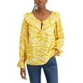thumbnail image 1 of INC International Concepts Petite Tiger Print Tie Front Ruffled Blouse Talia Tiger PM, 1 of 1