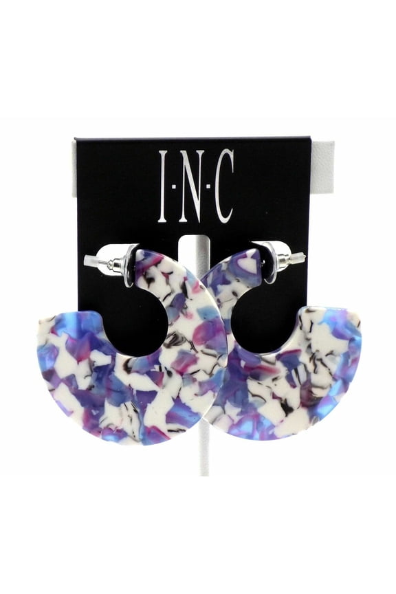 Pink Multi Tortoise-look Medium Hoop Earrings