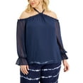 thumbnail image 1 of INC International Concepts Plus Size Cold Shoulder Blouse Indigo Sea 1X, 1 of 1