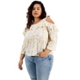 thumbnail image 1 of INC International Concepts Plus Size Cold Shoulder Ruffle Trim Top Adeline Garden Combo 1X, 1 of 1