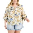 thumbnail image 1 of INC International Concepts Plus Size Cotton Ruffled Blouse Phoebe Garden 3X, 1 of 1