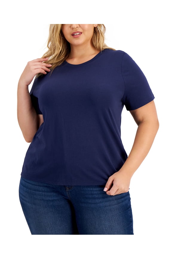 Plus Size Cotton T-Shirt Indigo Sea 0X