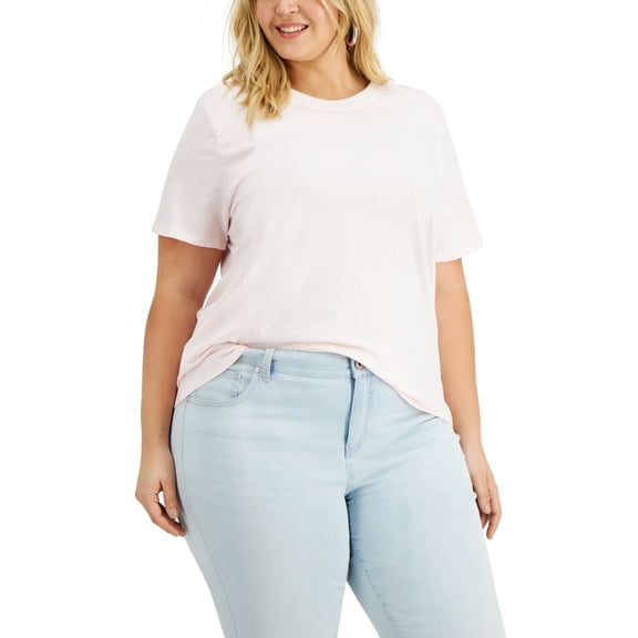 INC International Concepts Plus Size Cotton T-Shirt Pink Wash 2X