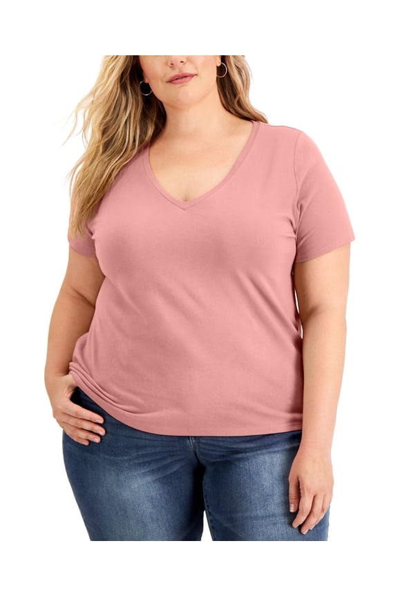 Plus Size Cotton V Neck Top First Blush 0X