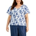 thumbnail image 1 of INC International Concepts Plus Size Floral Print Poplin Top Phoebe Blooms 1X, 1 of 1