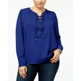 thumbnail image 1 of INC International Concepts Plus Size Lace-Up Blouse (Iris Glow, 3X), 1 of 1