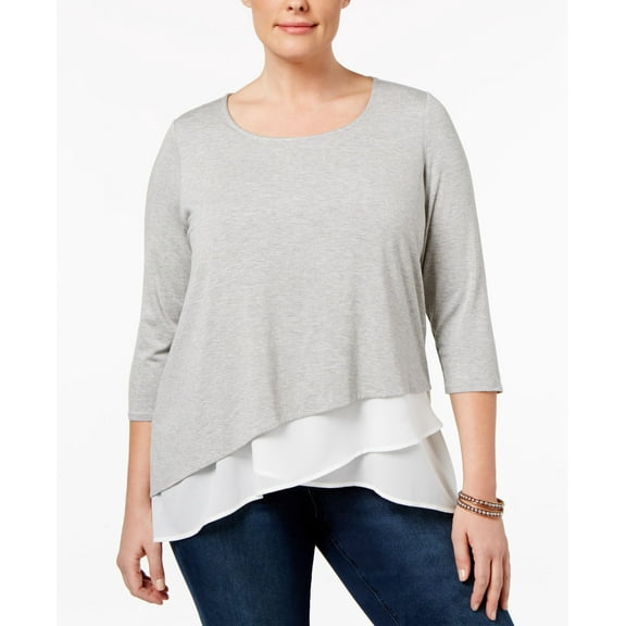 INC International Concepts Plus Size Layered Look Top Refind Paisley 18