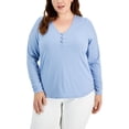 thumbnail image 1 of INC International Concepts Plus Size Lightweight Ribbed Henley Top Monaco 2X, 1 of 1