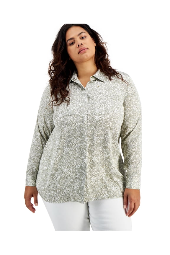Plus Size Paisley Print Shirt Peri Paisley 0X