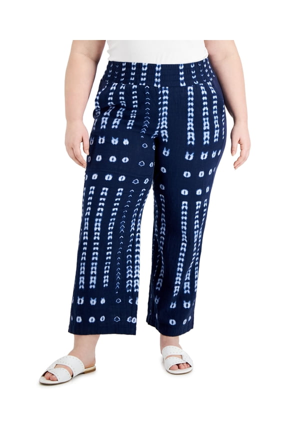 Plus Size Printed Cotton Pants Melody Dye 1X