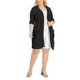 thumbnail image 1 of INC International Concepts Plus Size Rib Knit Duster Cardigan Deep Black 0X, 1 of 1