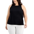 thumbnail image 1 of INC International Concepts Plus Size Ribbed Knit Sleeveless Top Deep Black 1X, 1 of 1