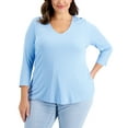 thumbnail image 1 of INC International Concepts Plus Size Ribbed V Neck Top Peri 4X, 1 of 1