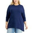 thumbnail image 1 of INC International Concepts Plus Size Side Slit Tunic Indigo Sea 1X, 1 of 1