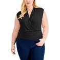 thumbnail image 1 of INC International Concepts Plus Size Sleeveless Surplice Top Deep Black 1X, 1 of 1