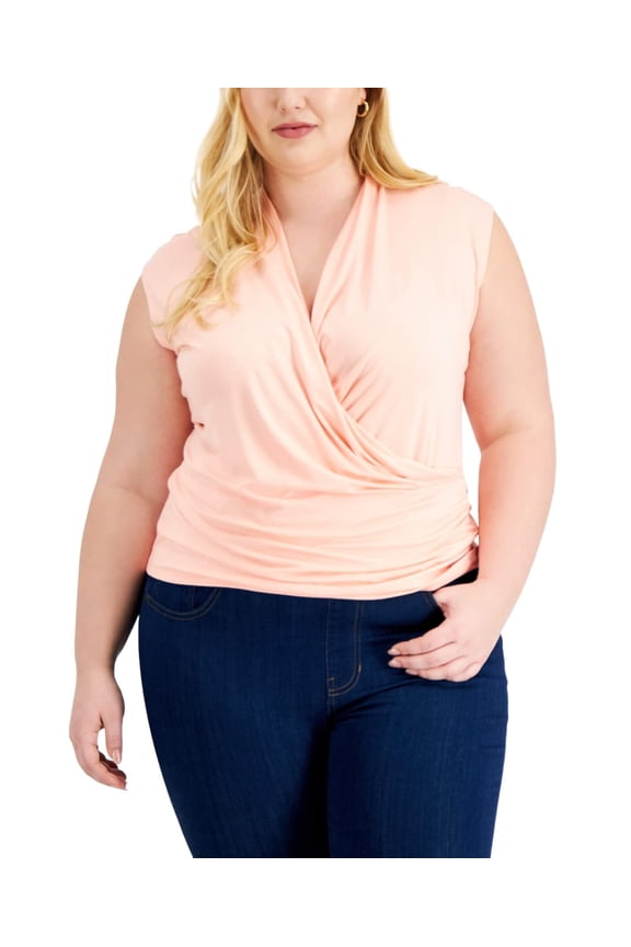 Plus Size Sleeveless Surplice Top First Blush 2X