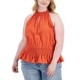 thumbnail image 1 of INC International Concepts Plus Size Smocked Cotton Halter Top Summer Fig 1X, 1 of 1