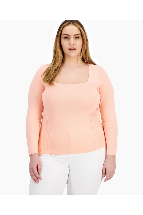 Plus Size Square Neck Sweater First Blush 0X