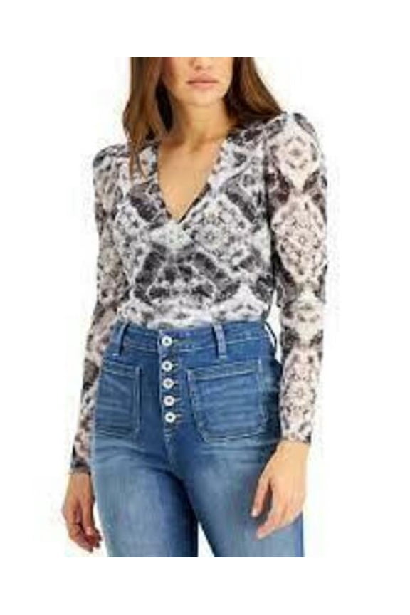 Printed Mesh Surplice Top Dia Dye B M
