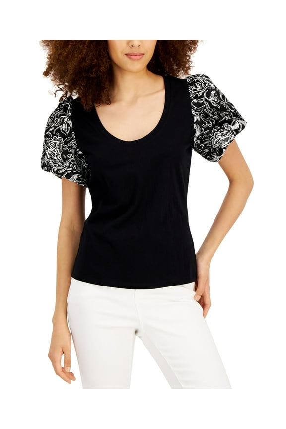 Printed Puff Sleeve Cotton Top Katia Garden C M