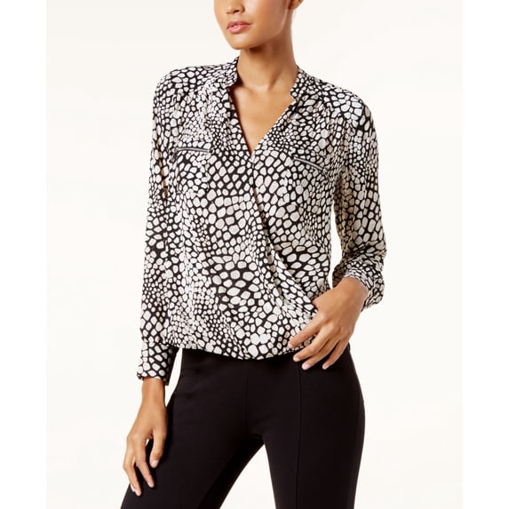 INC International Concepts Printed Surplice Top Copacabana Croc M