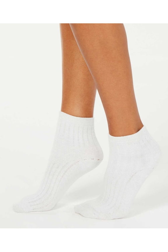 Ribbed Shimmer Socks, White