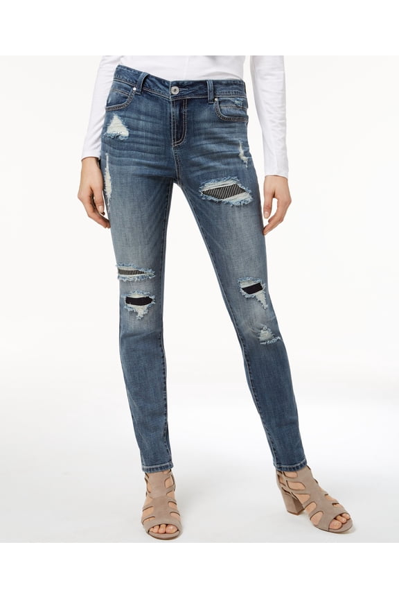 Rip-and-Repair Skinny Jeans (Maritime Wash, 16)