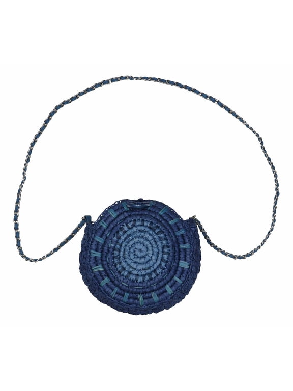 International Concepts Round Woven Crossbody Purse, Blue