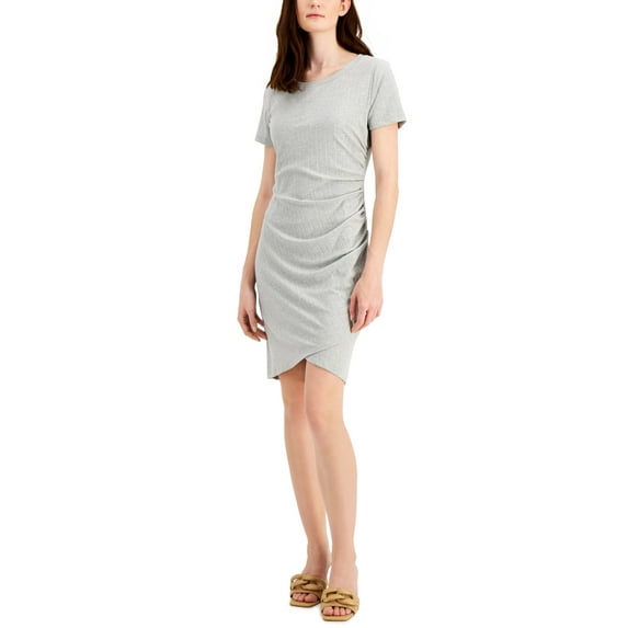 INC International Concepts Ruched Dress Avalon Heather Grey XS