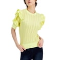 thumbnail image 1 of INC International Concepts Ruffle Sleeve Sweater Yellow Pear M, 1 of 1