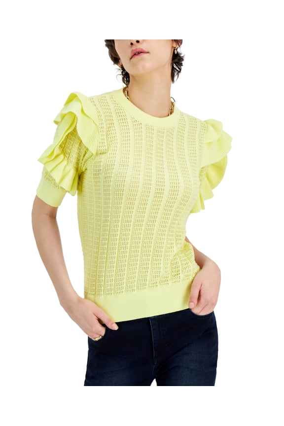 Ruffle Sleeve Sweater Yellow Pear XL