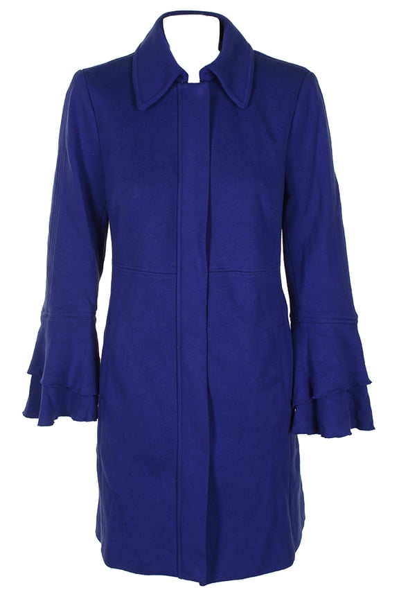 INC International Concepts Ruffled Sleeve Coat Blue XL