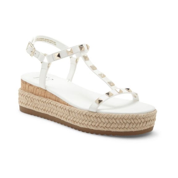 INC International Concepts Silvana Studded T-Strap Espadr White 10M