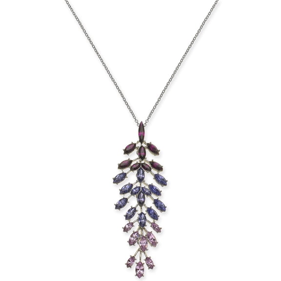 INC International Concepts Silver-Tone Marquise-Crystal Pendant Necklace (Purple)